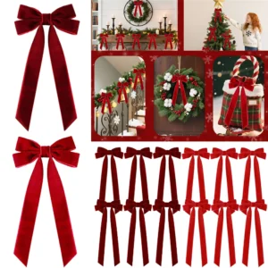 Samt Weihnachten Bögen Weihnachtsbaum Ornamente Treppe Girlande Kranz Vintage Band Bögen Indoor Outdoor DIY Weihnachtsdekorationen