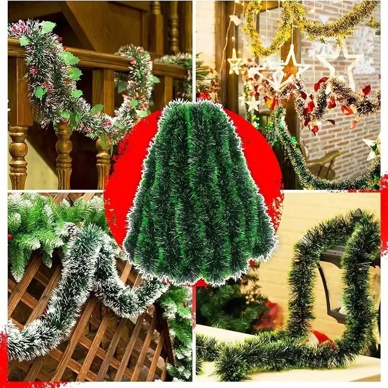 50/2 m Weihnachten Lametta Bänder Girlande Grün Zuckerrohr Kranz Weihnachten Baum Hängen Pendent Ornamente Hochzeit Party Wand Dekor liefert 6