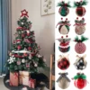 8/16 stücke 6cm Weihnachten Ball Rot Grün Plaid Stricken Ball mit Tannenzapfen Hängen Ornament für Weihnachten baum Ball Dekorationen Navidad