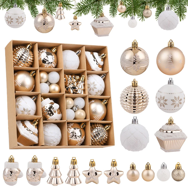 42PCS 6CM Weihnachten Ball Champagner Weihnachten Baum Hängen Anhänger Ornamente 2025 Weihnachten Home Dekoration 2026 Neue jahr Party Geschenke