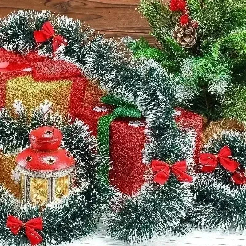 Weihnachten Lametta Bänder Girlande grünen Rohr Kranz Weihnachts baum hängen Anhänger Ornamente Hochzeits feier Wohnkultur Krapp Großhandel 3