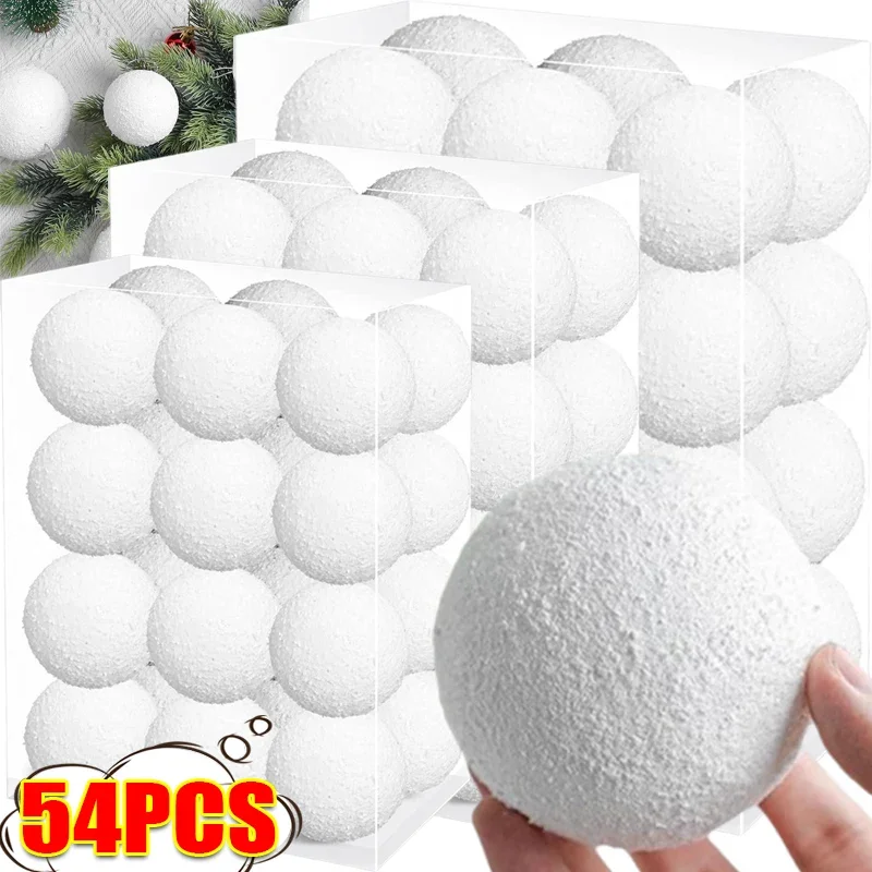 54/6PCS Schaum Weihnachten Bälle Weihnachten Baum Hängen Anhänger Weiß Schneeball Hochzeit Neue Jahr Party Hause Dekorationen ball Ornament