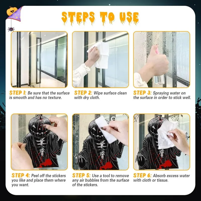 Halloween Blutige Hand Sticker, Window Sticker Horror, Halloween Zombie Poster, Scary Fensterbilder, 6