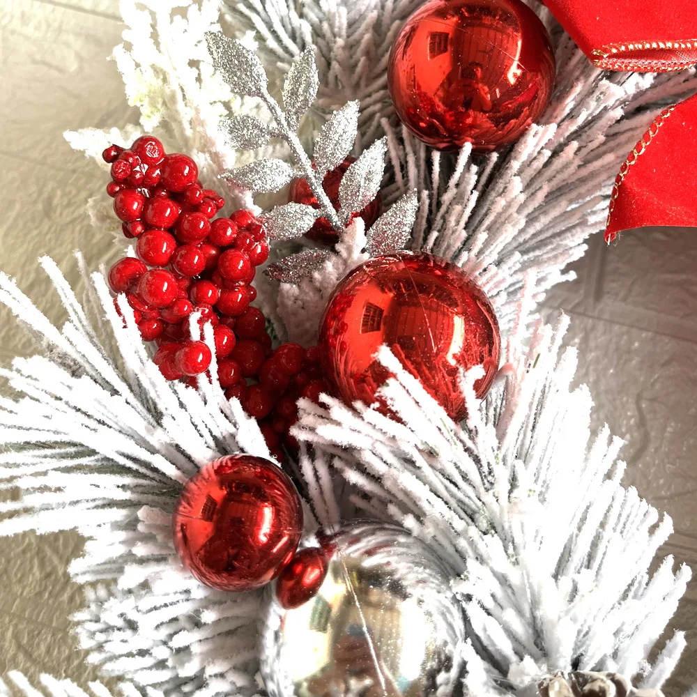 Beflockte PVC Weihnachts dekoration Blumenkranz Rebe hängende Girlande Kunst handwerk Baum Tür Home Kunst Navidad Urlaub Dekor 4