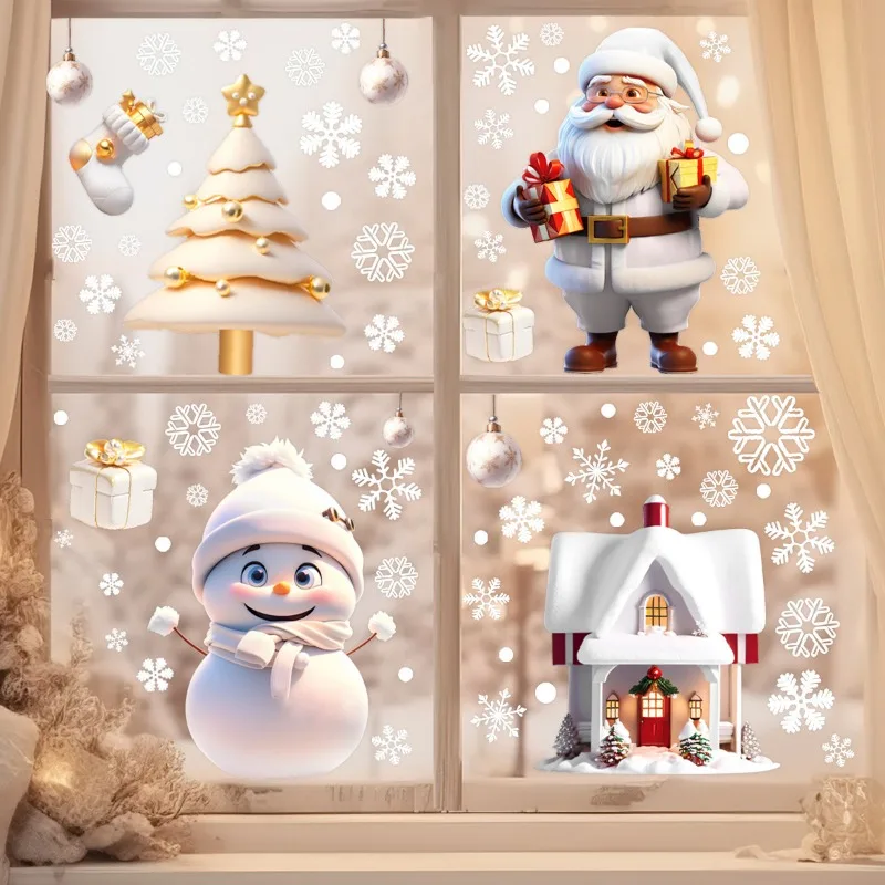 1/4 stücke Weihnachten Dekor Fenster Aufkleber Wiederverwendbare Schneeflocke Schneemann Statische Aufkleber Glas Wand Tür Aufkleber Neue Jahr Weihnachten Home decor 4