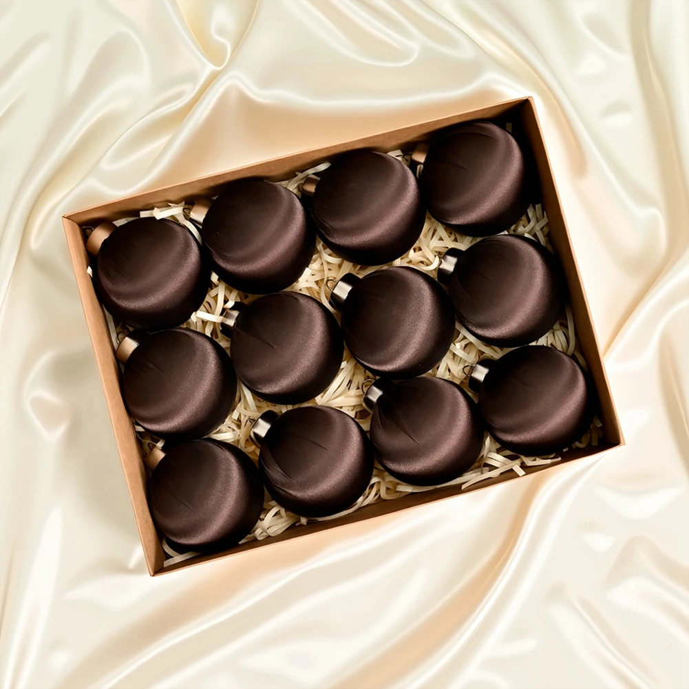 12 Stück 2,36 Zoll Satin Weihnachtskugel Anhänger Weihnachtsbaum Dekoration Kugel Set mit Geschenkbox Neujahr Weihnachten dekorative Kugel 2