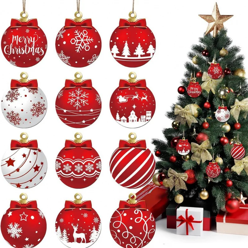 2025, Frohe Weihnachten Baum Dekoration Set Neujahr Anhänger Dekoration Weihnachten Ball Deko Für Baum Foto Requisiten Dekor Kit Liefert 3