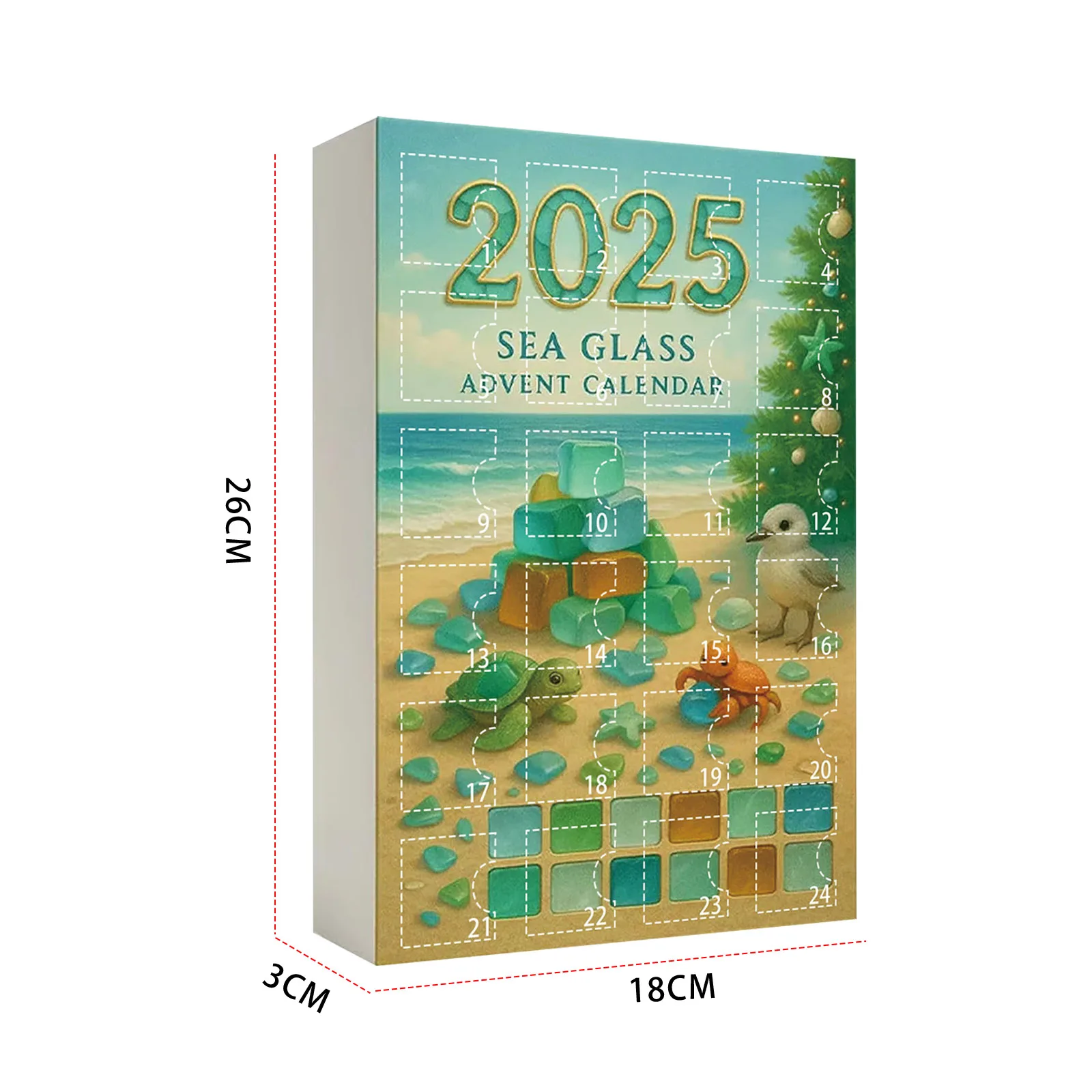 Mini Meer Glas Weihnachtsbaum Ornamente Adventskalender Weihnachtsbaum hängen Anhänger hängen Meer Kristall Glas Dekor Handwerk Geschenke 6