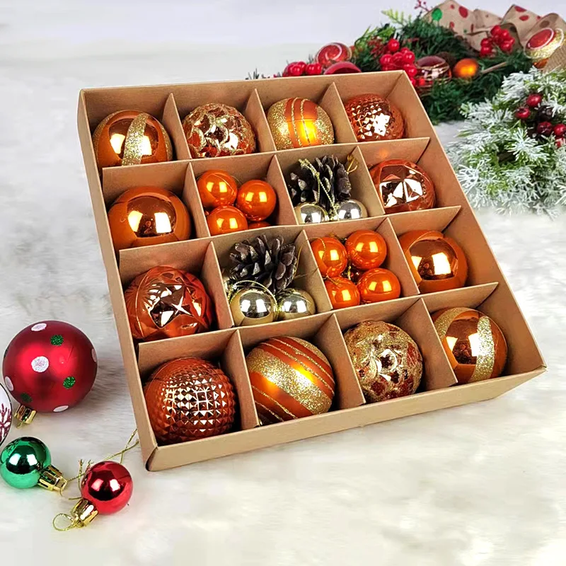 Weihnachten 3-6 cm Boxed Ball Anhänger 42 Stücke/44 Stücke Farbe Weihnachtsbaum Ball Dekoration Set Kreative Urlaub Geschenke für Freunde 2