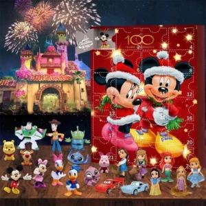 Disney Mickey Minnie Cartoon Blindbox mit Weihnachts-Adventskalender 2025, 24 zufällige Puppen, Kindergeschenke, Lilo und Stitch