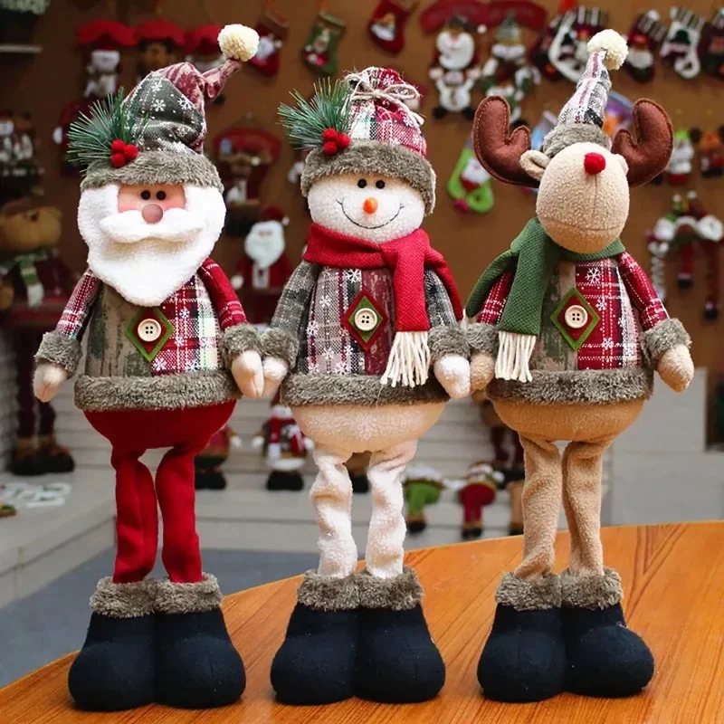3PCS Weihnachten Dekorative Weihnachten Puppen Rentier Schneemann Santa Claus Stehende Puppe Neue Jahr Ornament Weihnachten Frohe Weihnachten 3