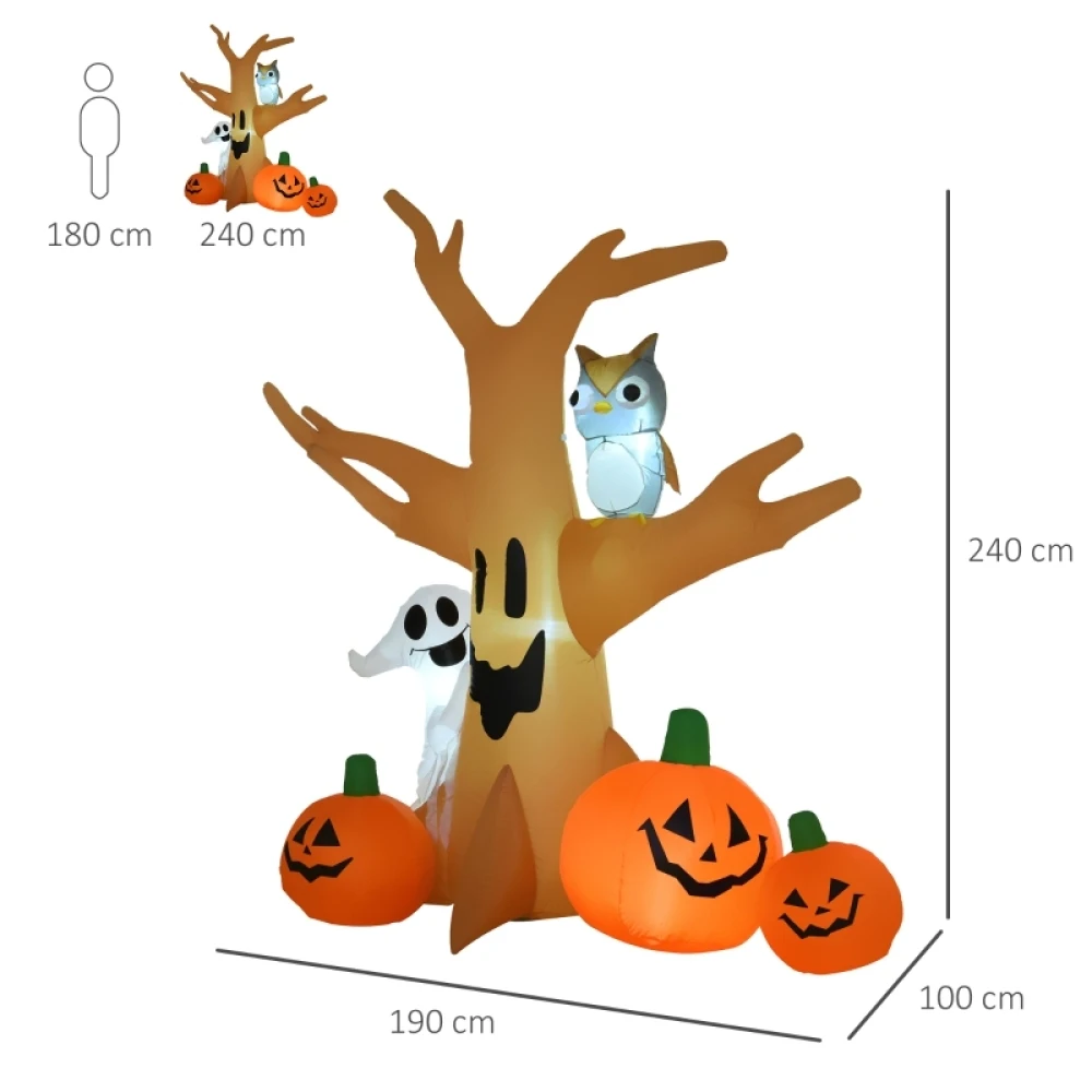 Aufblasbare Halloween-Geister-Luftfigur, leuchtend, Deko, 120/240 cm (aufblasbarer Geisterbaum), geeignet für Halloween-Party-Aktivitäten 3