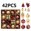 6CM Weihnachten bemalte Kugel Ornamente Weinrot Gold 42PCS bemalte Weihnachtskugel Set Weihnachtsbaum Anhänger Dekoration