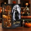 Book Nook Kit Dark Family DIY Holzpuzzle Gothic-Stil Halloween Bücherregal Puppenhaus Modell Buchstütze Gebäude Heimdekoration 1