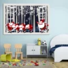 3D Weihnachten Fenster Ansicht Wand Anime Vinyl Aufkleber Santa Claus Deer Wandbild Aufkleber Kunst Festival Tapete Bild Für Zimmer Dekor 3