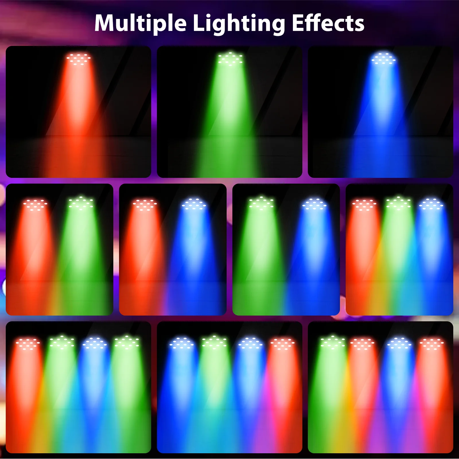 Yiflamefly 4 Stück Par-Licht 36 RGB LED-Bühnenlicht mit Par-Lichtbeutel DMX512 mit Fernbedienung für DJ-Show Halloween Weihnachten 3