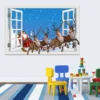 3D Weihnachten Fenster Ansicht Wand Anime Vinyl Aufkleber Santa Claus Deer Wandbild Aufkleber Kunst Festival Tapete Bild Für Zimmer Dekor 4