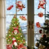 Weihnachts-Fensteraufkleber, 2 Blatt, doppelseitig, mit Weihnachtsmann-Schneeflocken, Schneemänner für saisonale Fensterdekoration 2