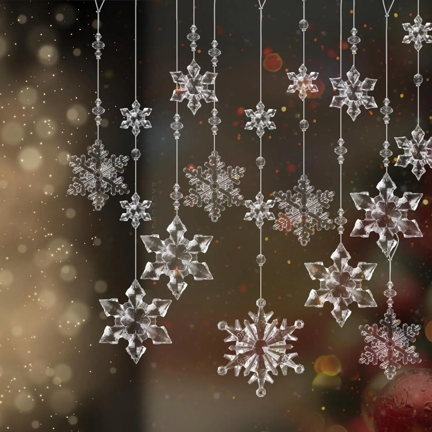 1/12 stücke Acryl Schneeflocke Simulation Eis Anhänger Weihnachten Baum Hängen Ornament 2024 Weihnachten Home Dekorationen Neue Jahr Geschenk 2025