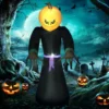 210 cm aufblasbarer Kürbisgeist, Halloween-Horror-Dekor mit LED-Beleuchtung, wasserdichte Luftfigur, Polter, für drinnen und draußen 2
