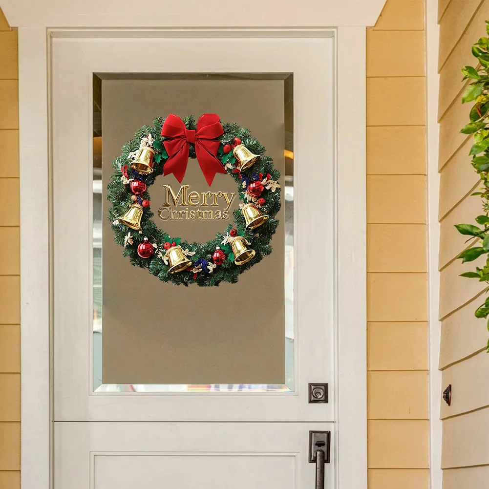 Weihnachten Glocke Kranz Wand Aufkleber Display Fenster Dekor Wandbild Glas Windows Dekoration Selbst-klebe Zimmer Verschönern Hause Aufkleber 4