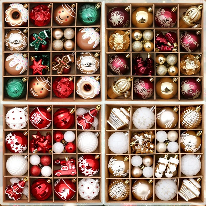 Neue festliche bemalte bruchsichere Weihnachtskugeln Set für Weihnachtsbaum DIY dekorative Ornamente Neujahr Santa Home Decor Geschenk