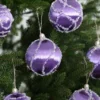 9 Stück 3,15 Zoll Seidenfaden bedeckte Weihnachtskugel-Ornamente aus Satin, bruchsichere Blasen-Set, Weihnachtsbaum-Hängedekorationen 3