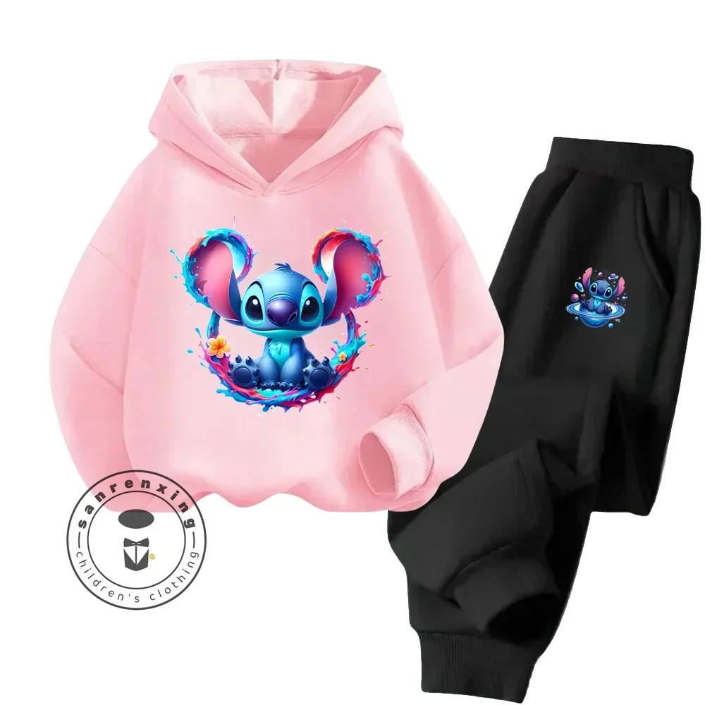 Stich Cartoon erschwing lichen Langarm Hoodie für Kinder Party tragen Spaß Stil fröhliche Atmosphäre lebhaften Frühling Herbst Sport Hoodie Set 4