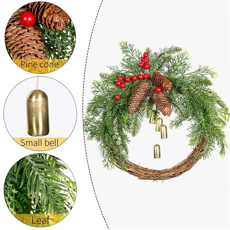 Weihnachts kranz Bauernhaus Boho Girlande Glocke Girlande Tür hängen Weihnachts baum Ornamente hängen Ornamente Weihnachten 4