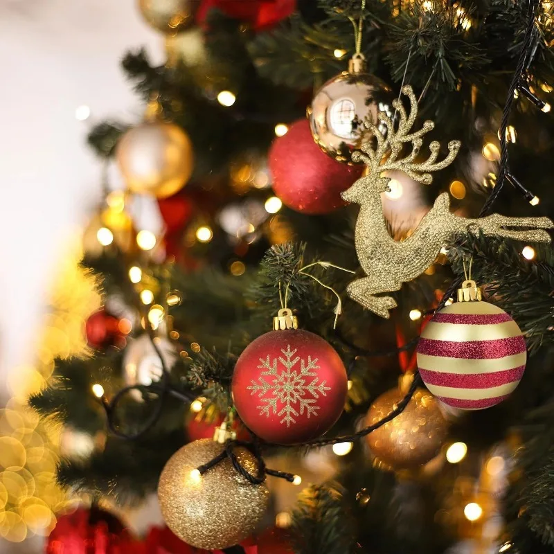 1 Set mit 50 Stück 4 cm bunten Weihnachtskugel-Anhängern, Weihnachtsbaum, Heiligabend, Neujahr, Karneval, Bar, Heimdekoration im Freien 2