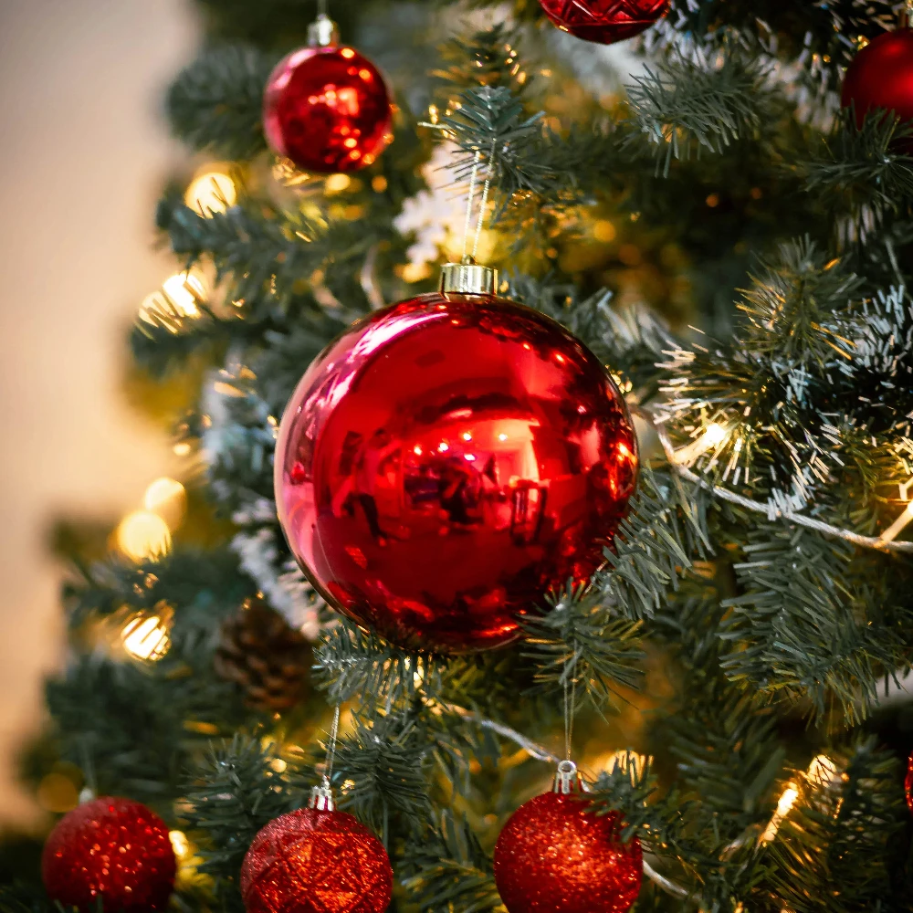 Weihnachtsdekorationen, rote Kugel, 15 cm, dekorative Ornamente, ideal für Einkaufszentren und Hotels, farbenfrohe Weihnachtskugeldekorationen 2