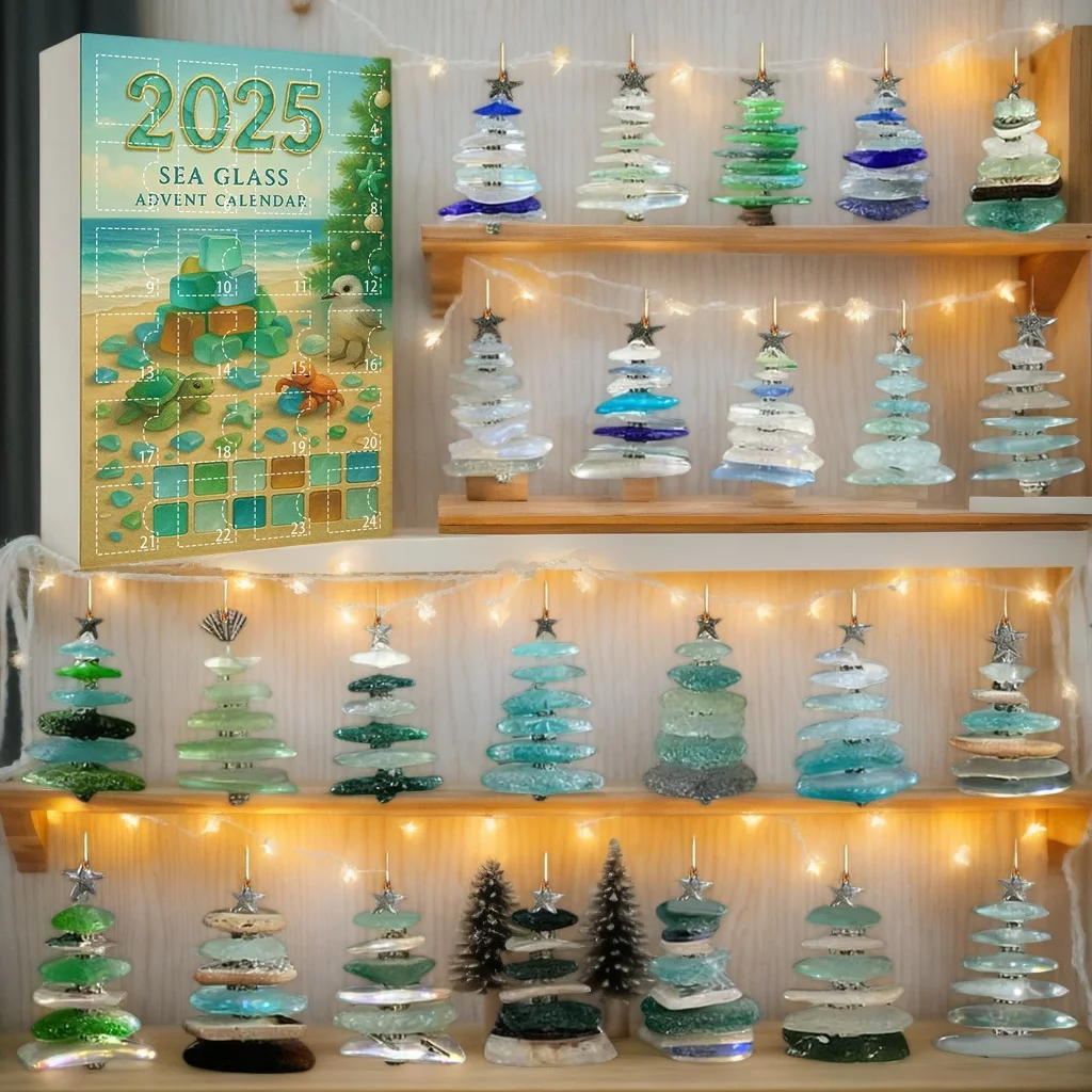 Mini Meer Glas Weihnachtsbaum Ornamente Adventskalender Weihnachtsbaum hängen Anhänger hängen Meer Kristall Glas Dekor Handwerk Geschenke