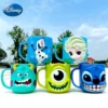 Disney Kinder Anti-Fall-Wasserbecher Cartoon 3D-Stich großäugiges Monster Flip-Top-Wasserbecher Zahnputzbecher Geschenk für Kinder 2