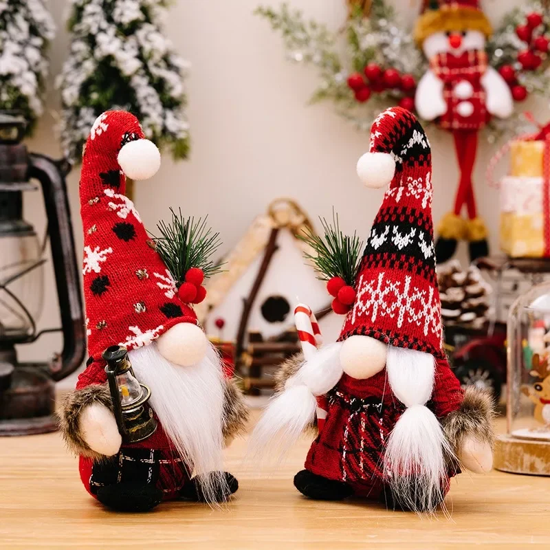 2Pcs Santa Claus Ornament Dekoration Weihnachten Gnome Puppe Neue Jahr Weihnachten Geschenk Paar Ornament Spazierstock Weihnachten Puppen 2