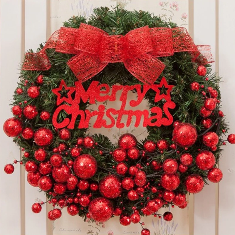 Weihnachtskranz mit 30 cm Durchmesser, Rattanimitat, Kunststoffmaterial, Türbehang, Blumenkranz, Weihnachtsfensterdekoration 3