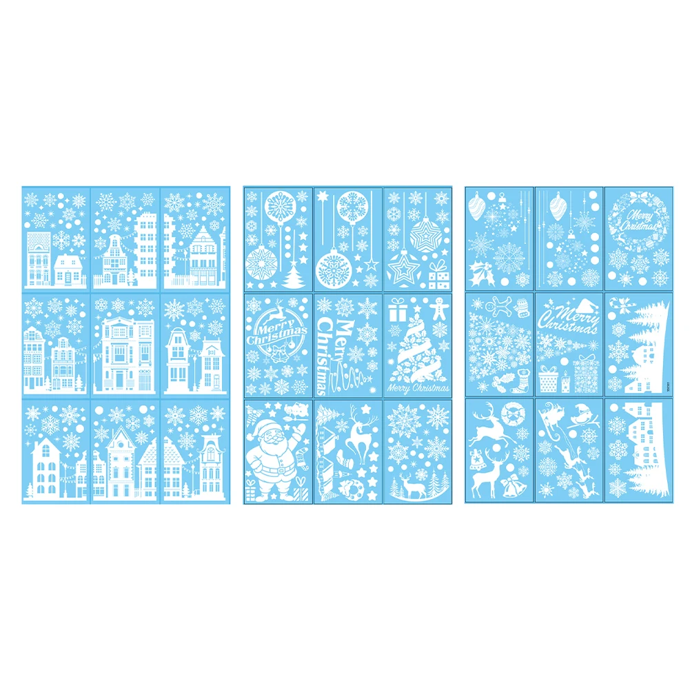 9pc Weihnachten Fenster Aufkleber Fenster Aufkleber Winter Haus Weihnachten Dekoration Selbst-Kleber Weihnachten Fenster Bilder Wohnkultur 5