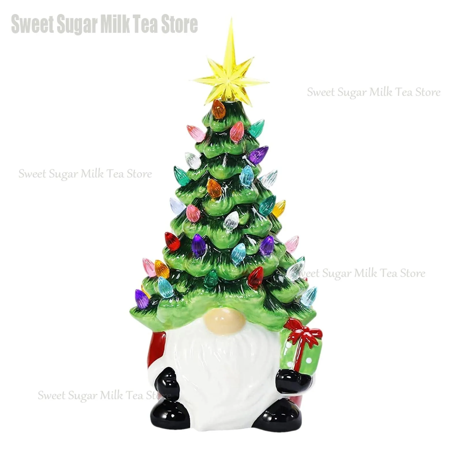 6,3 Zoll leuchtende Zwerg-Weihnachtsbaumschmuck, mehrfarbige Lichter, Keramik-Weihnachtszwerg, gesichtslose Puppe, Schreibtischdekoration 2