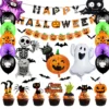 Halloween-Partyzubehör, 55-teiliges Halloween-Party-Set – Happy Halloween Banner, Luftballons, Tortenaufsatz usw., Happy Halloween-Dekorationen