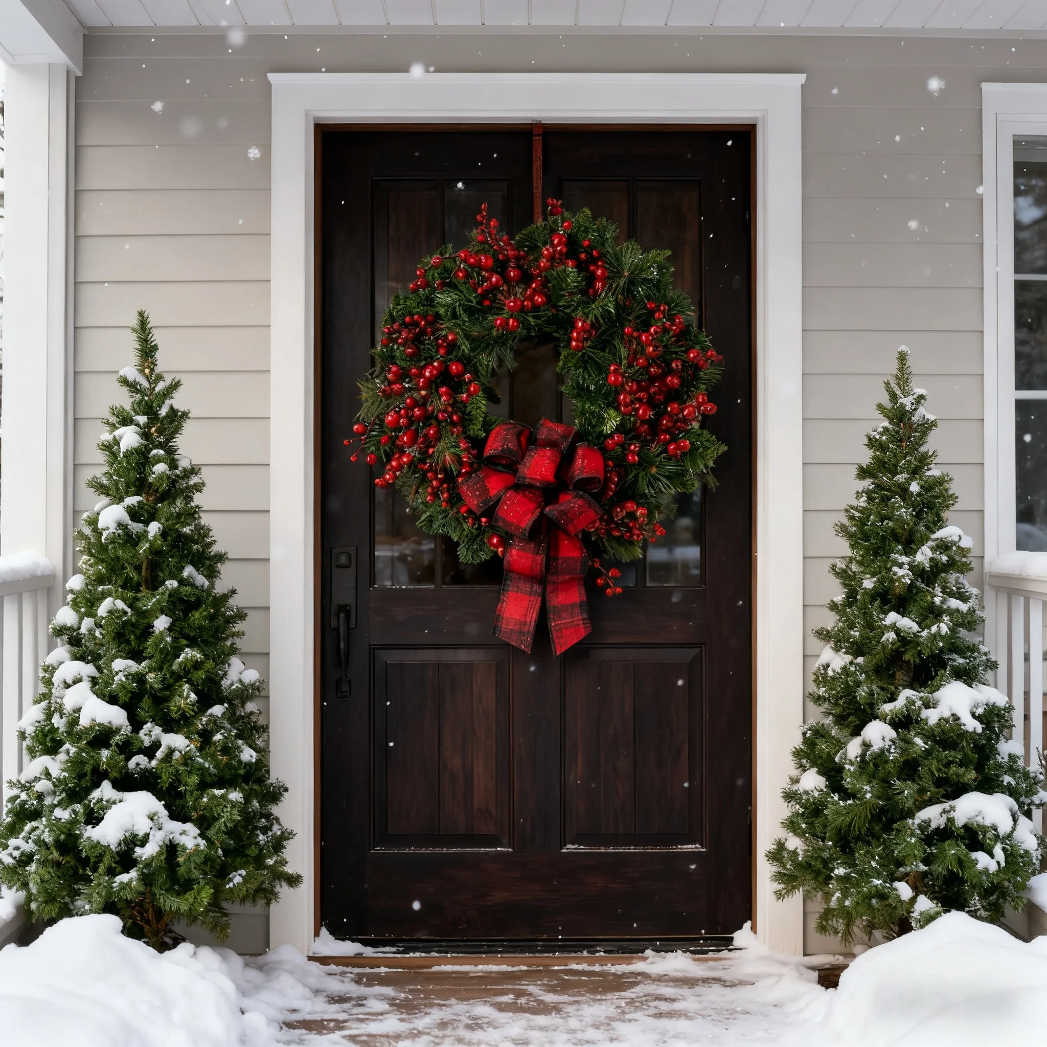 1 Stück 15,75 Zoll weihnachtlicher roter Obstkranz, geeignet für die Türbehangdekoration, Heimdekoration, Simulationsblumenkranz 4