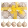 6–30 Stück Champagner-Gold-Glitzer-Weihnachtskugeln, 6 cm, Weihnachtsbaum-hängende funkelnde Kugel-Anhänger für Neujahr, Party, Dekoration, Ornamente 6