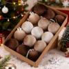 15 Stück 6 cm Vintage Samt Weihnachtskugel Ornamente mit Hängeschlaufen 2025 Weihnachtsbaum Neujahr Party Home Decor Supplies Geschenk 2
