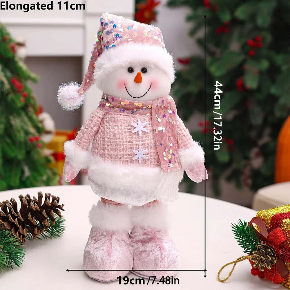1PC Neue Santa Claus Schneemann Elch Rosa Pailletten Teleskop Puppe Frohe Weihnachten Dekorationen Fenster Requisiten Passenden Liefert Ornamente 5