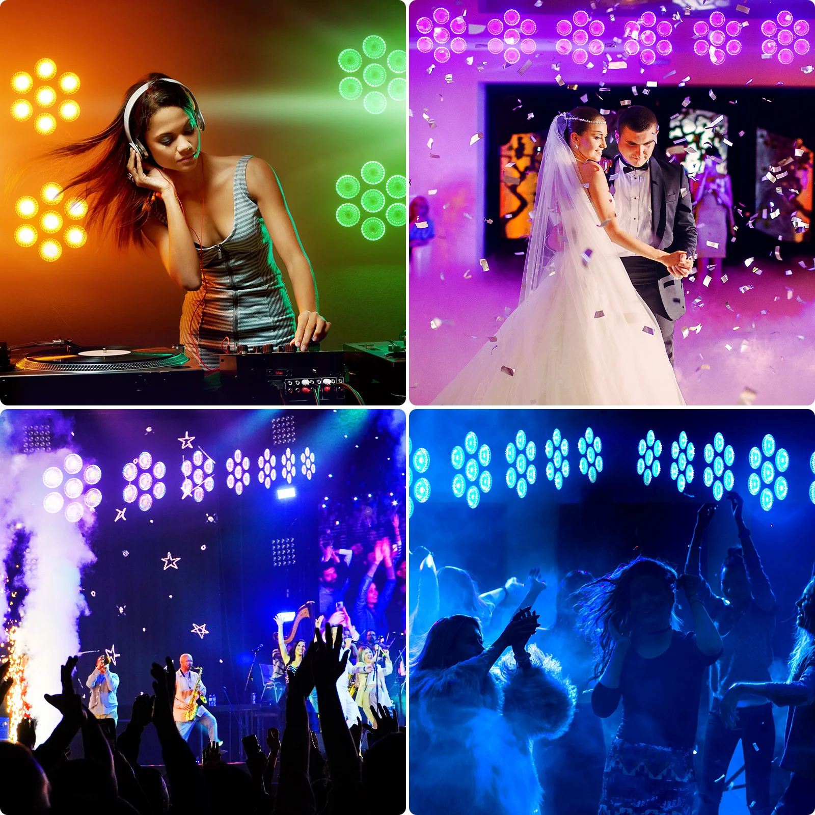 Yiflamefly 7X50W Goldene Retro Licht COB + RGB LED Par Licht DMX512 Bühne Lichter Für Hochzeit Party Club kirche Zeigen Weihnachten Halloween 6