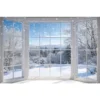 Winter Schnee Fenster Szene Fotografie Hintergrund Wunderland Schneeflocke Weiß Fenster Wald Weihnachten Party Foto Hintergrund Dekor 2