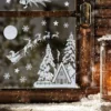 Wiederverwendbare Weihnachts-Fensteraufkleber, doppelseitiger Rentier-Schneeflocken-Aufkleber für Glas, einfach aufzutragen, abnehmbare PVC-Dekoration 3