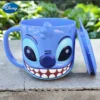 Disney Kinder Anti-Fall-Wasserbecher Cartoon 3D-Stich großäugiges Monster Flip-Top-Wasserbecher Zahnputzbecher Geschenk für Kinder 4