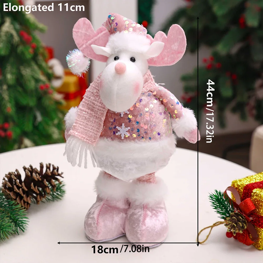 1PC Neue Santa Claus Schneemann Elch Rosa Pailletten Teleskop Puppe Frohe Weihnachten Dekorationen Fenster Requisiten Passenden Liefert Ornamente 3