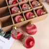 6/12 stücke 6CM/8CM Weihnachten Ball Ornamente Rot Glitter Schaum Ball Handwerk für Weihnachten Baum Hängen anhänger Ball Geschenk Navidad 2