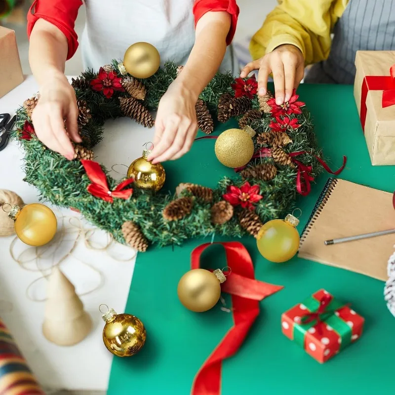 144/24 Stück Mini galvanisierte Weihnachtskugeln Set Weihnachtsbaum Anhänger Weihnachtskugel hängende Verzierung für Neujahr Party Home Decor 4