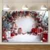 Weihnachten Hintergrund Dekorationen Frohe Weihnachten Zeichen Geschenk Box Candy Canes Weihnachtsbaum für Urlaub Display Fotoshootings Hintergrund 4